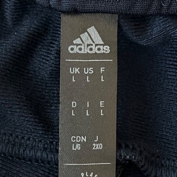 Adidas Men's Navy Blue Athletic Shorts Size L Elastic Waist White Stripes Logo - Picture 3 of 8